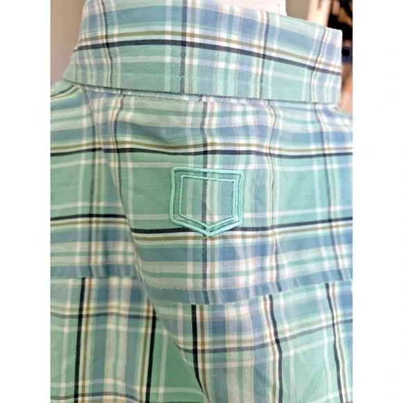 SCOTTeVEST XXXL Docksider Green Plaid Button Up Short Sleeve Shirt - Picture 5 of 11